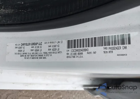 2013 Chrysler 200 Lx z USA, uszkodzony, nr VIN 1C3CCBAB3DN639843